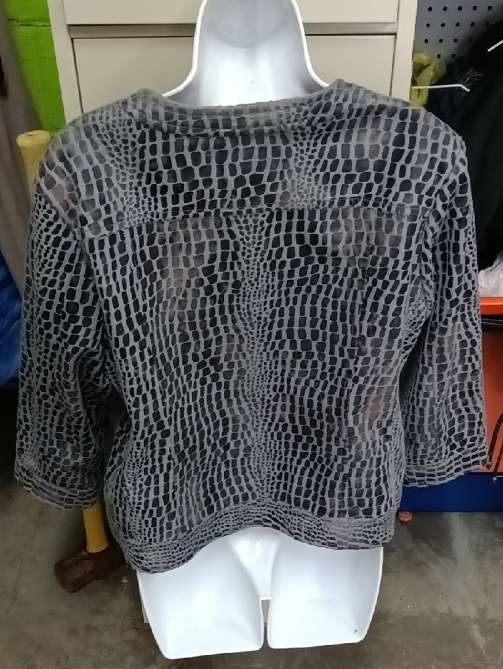 Ruby Rd. Gray Croc-Texture Button-Front Jacket - Picture 3 of 3
